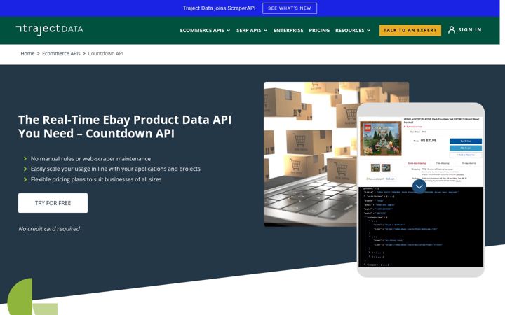 Screenshot of countdownapi.com