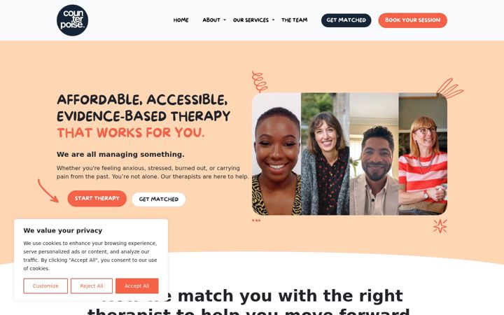 Screenshot of counterpoisewellness.com