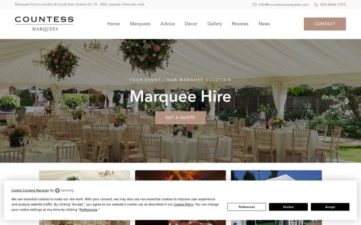 Screenshot of countessmarquees.com