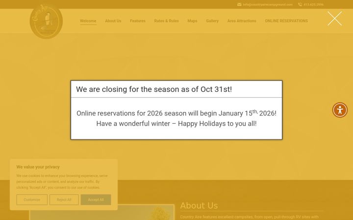 Screenshot of countryairecampground.com