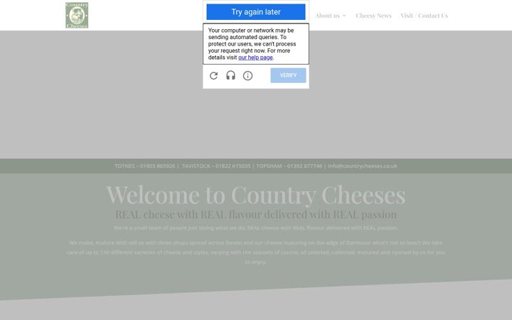 Screenshot von countrycheeses.co.uk