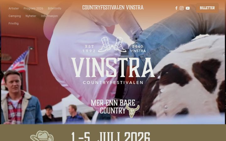 Ekraanipilt saidist countryfestivalenvinstra.no