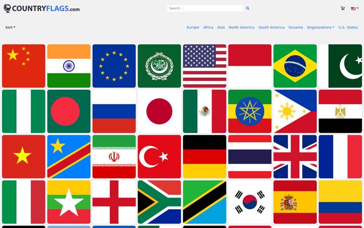 Screenshot of countryflags.com