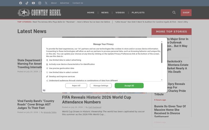 Screenshot of countryrebel.com