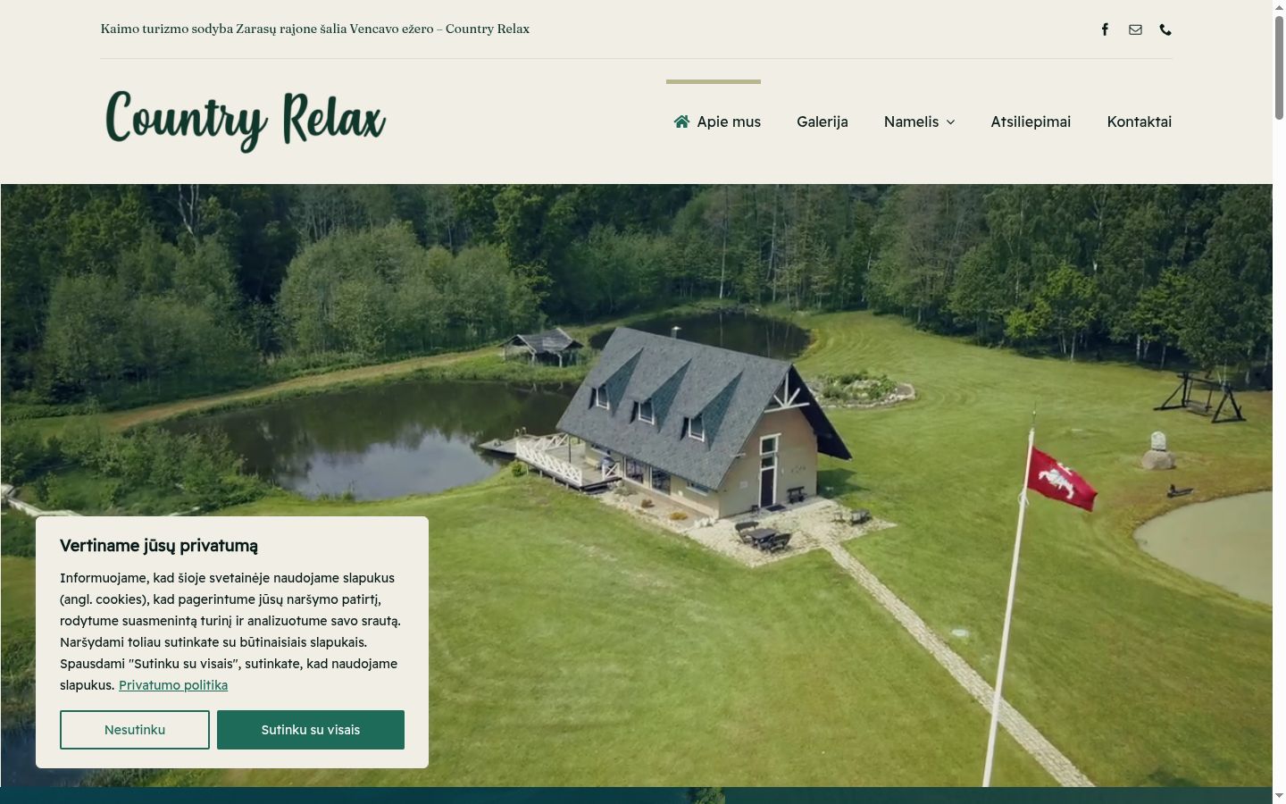 Sutikimo reklamjuostės, rodytos prieš bet kokią sąveiką, ekrano kopija