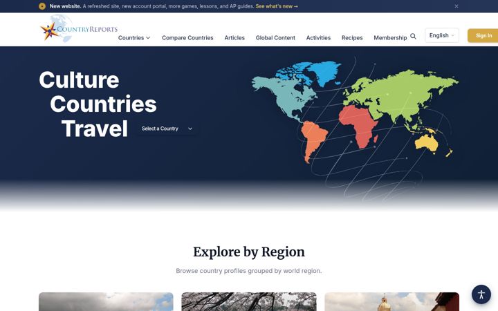 Screenshot of countryreports.org