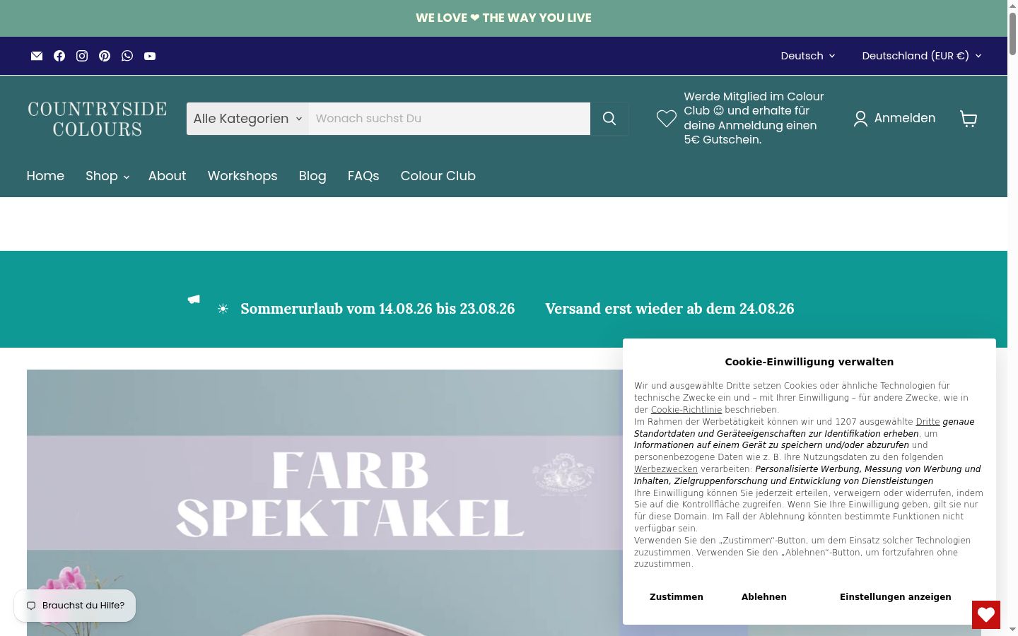 Snimka zaslona bannera za privolu prikazanog prije bilo kakve interakcije