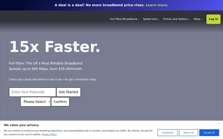 Screenshot of countybroadband.co.uk