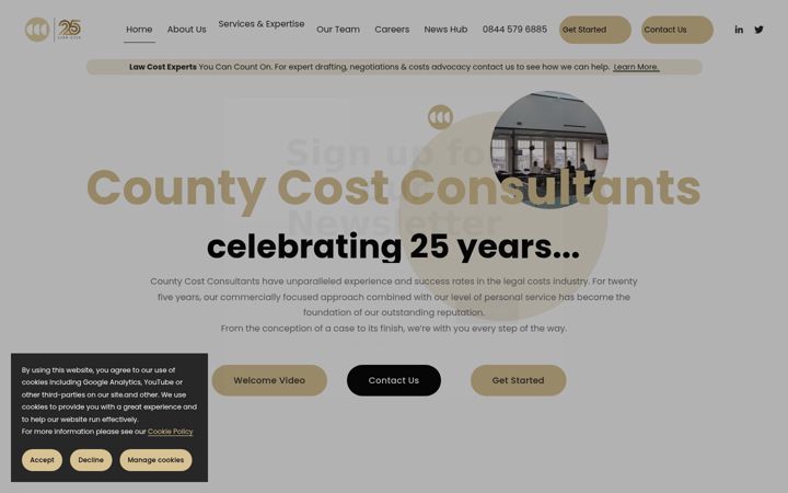 Screenshot of countycosts.co.uk