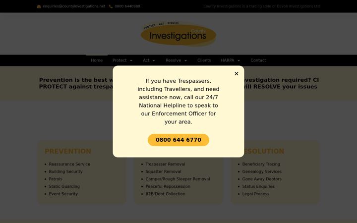 Screenshot of countyinvestigations.net