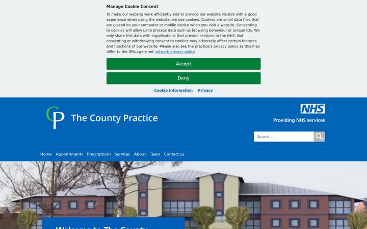 Screenshot von countypracticesyston.nhs.uk