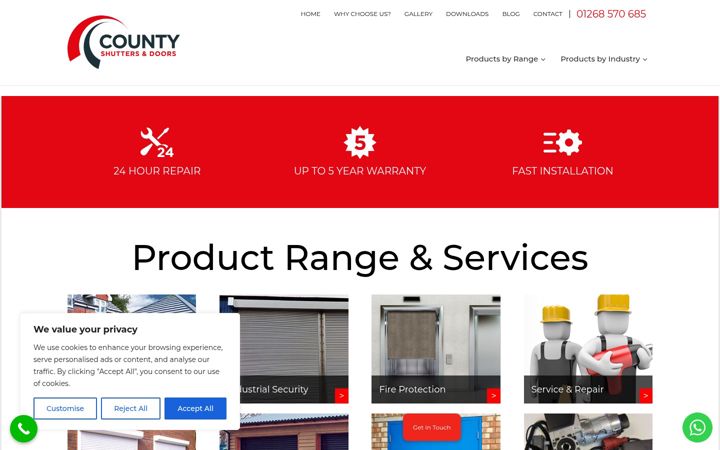 Screenshot of countyshutters.co.uk
