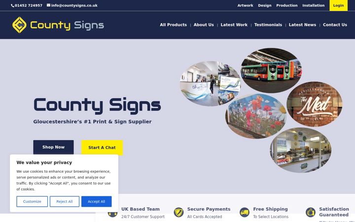 Screenshot of countysigns.co.uk