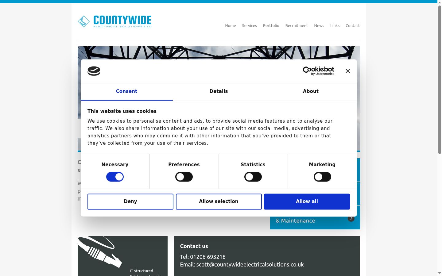 Screenshot del banner di consenso mostrato prima di qualsiasi interazione
