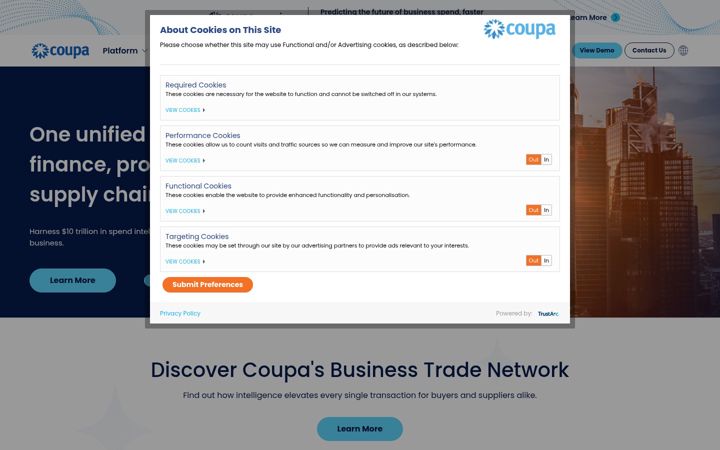 Screenshot stránky coupa.com