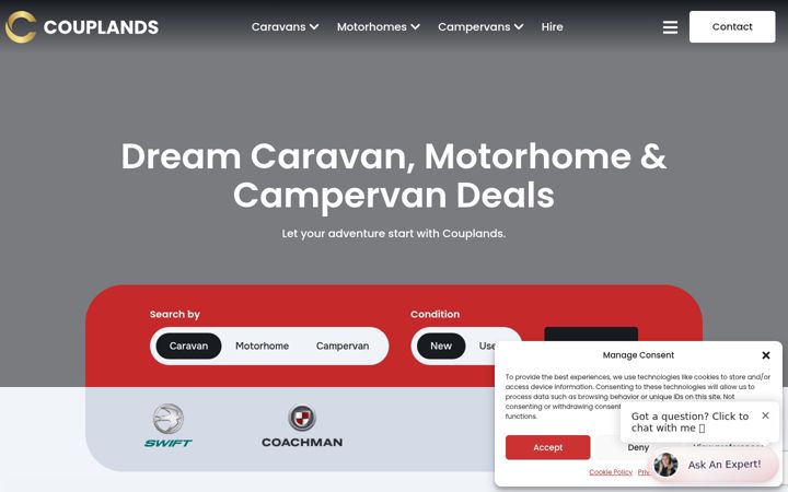 Screenshot of couplandscaravans.co.uk