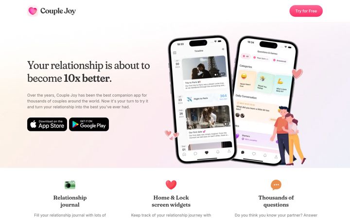 Skjermbilde av couplejoyapp.com