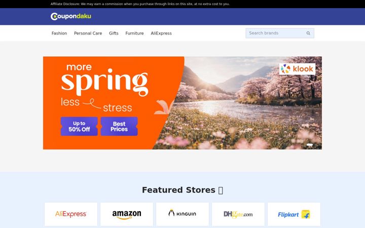 Screenshot of coupondaku.com