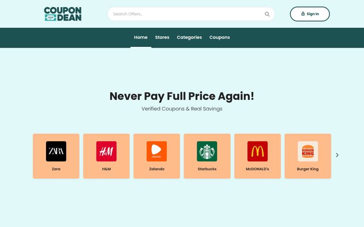 Screenshot of coupondean.com