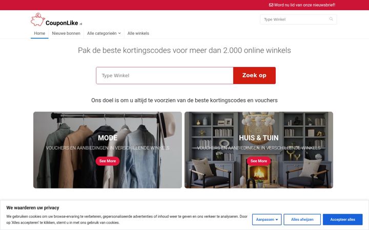 Skærmbillede af couponlike.nl