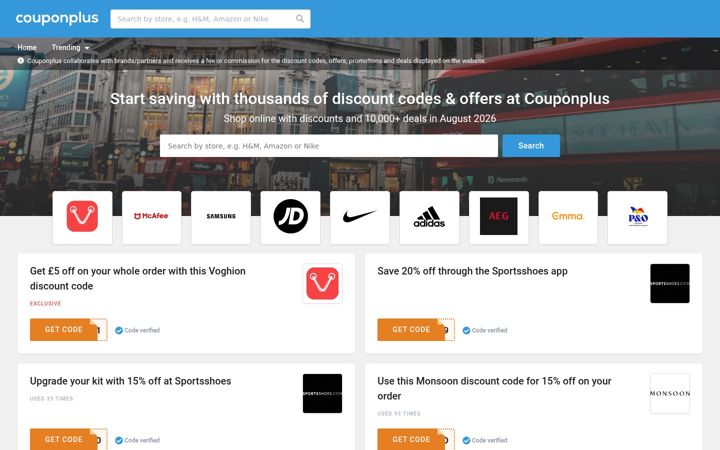 Screenshot of couponplus.co.uk