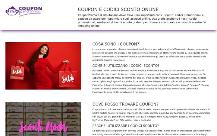 Posnetek zaslona couponpromo.it