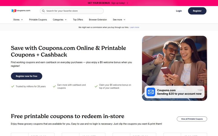 Captura de pantalla de coupons.com