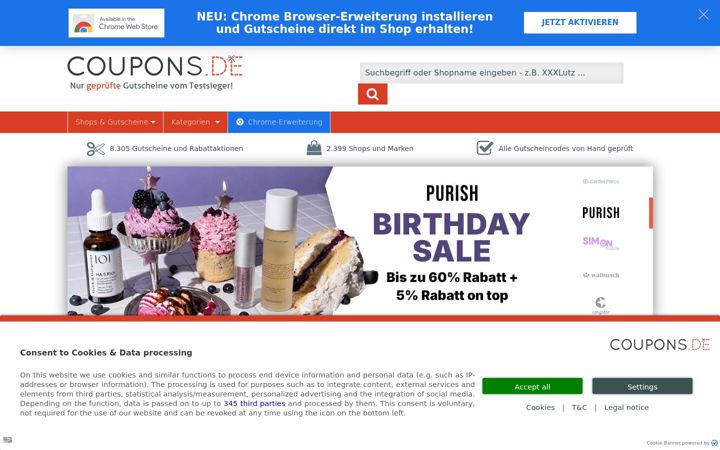 Screenshot of coupons.de