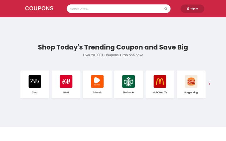 Screenshot of coupons.red