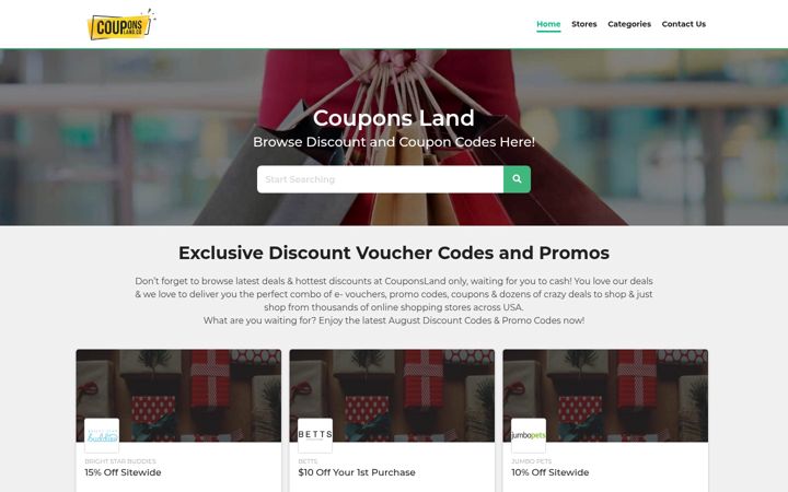 Snímek obrazovky couponsland.co