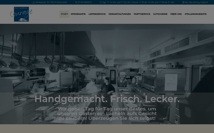 Screenshot of courage.restaurant