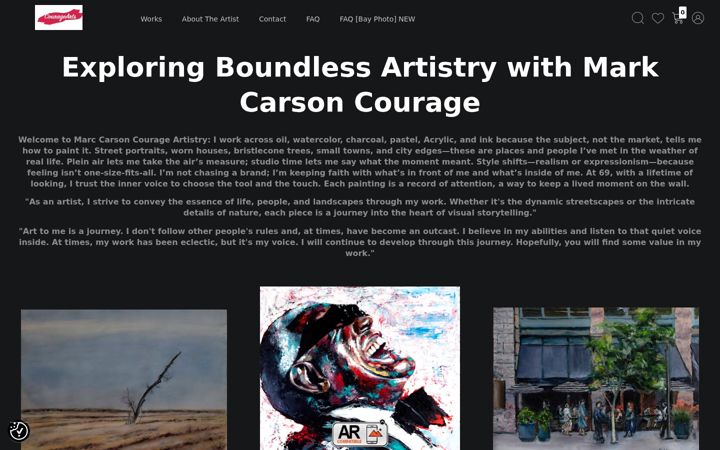 Screenshot of couragearts.com