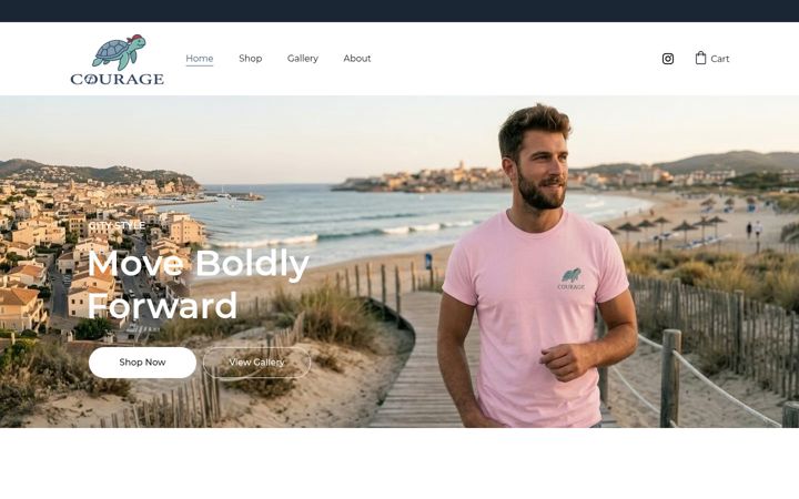 Screenshot of couragesportswear.com