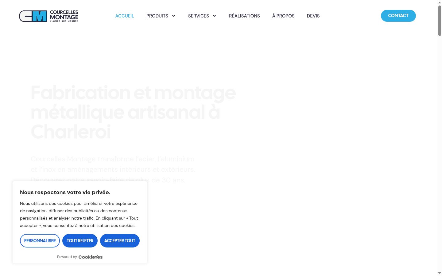 Capture d'écran de la bannière de consentement affichée avant toute interaction