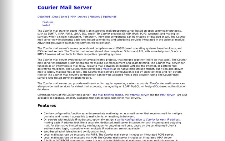 Screenshot of courier-mta.org