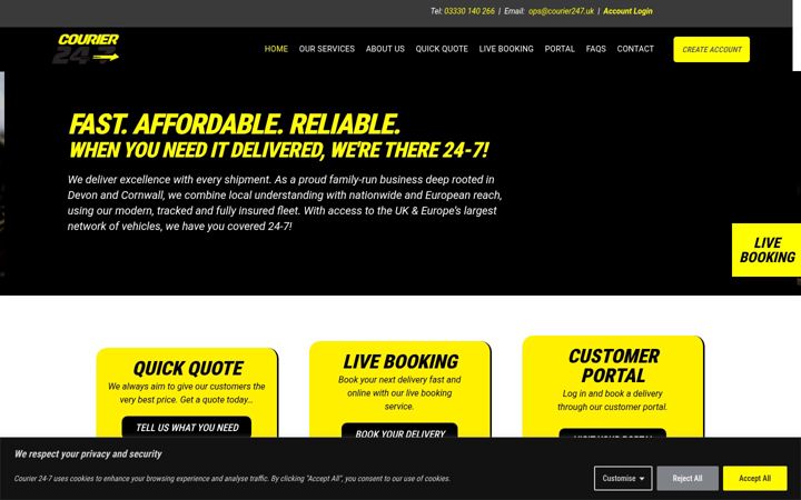 Snímek obrazovky courier247.uk