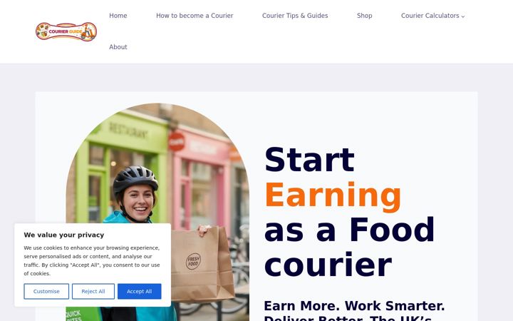 Screenshot of courierguide.co.uk