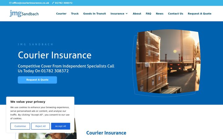 Screenshot of courierinsurance.co.uk