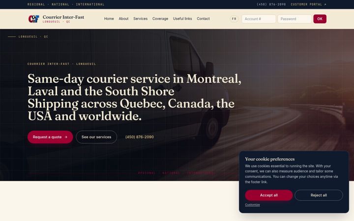 Screenshot of courrierinterfast.ca