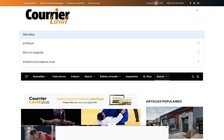 Screenshot stránky courrierlaval.com