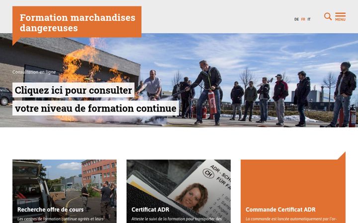 Screenshot of cours-adr.ch