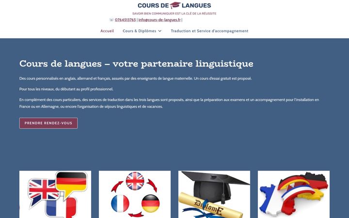 Screenshot of cours-de-langues.fr
