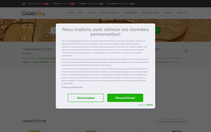 Screenshot of cours-or.ch