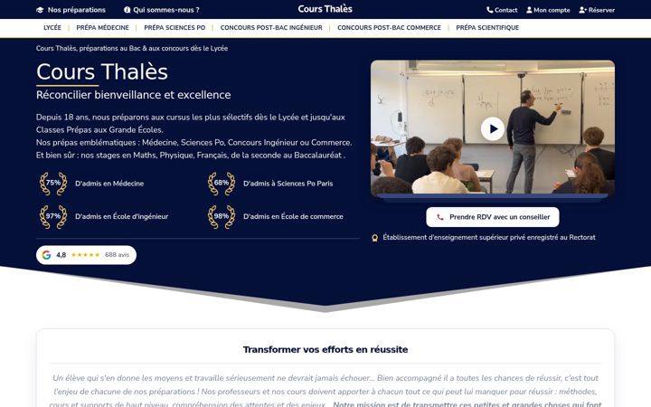 Screenshot of cours-thales.fr