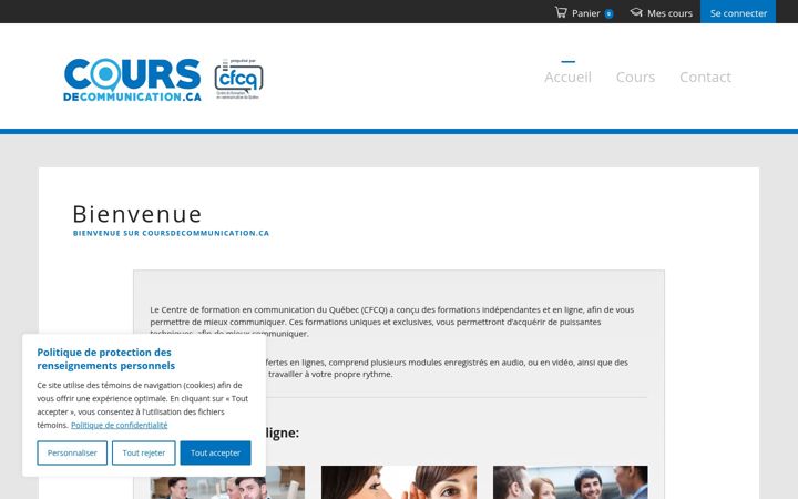 Screenshot of coursdecommunication.ca