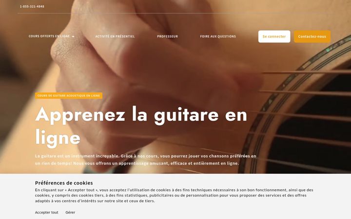 Screenshot of coursdeguitare.ca