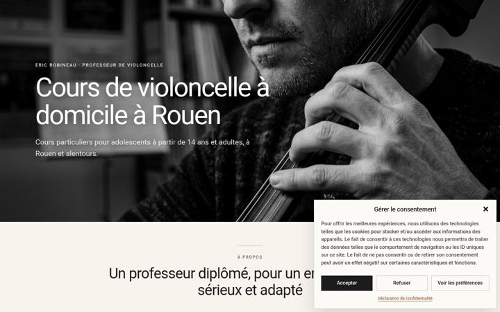Screenshot of coursdevioloncelle.fr
