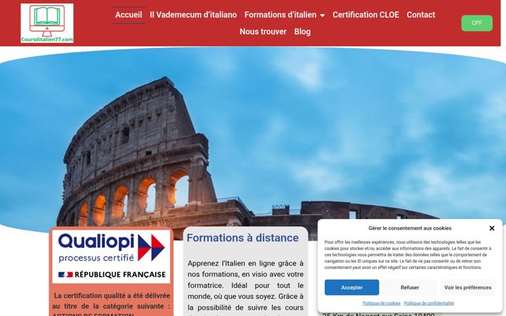 Screenshot of coursditalien77.com