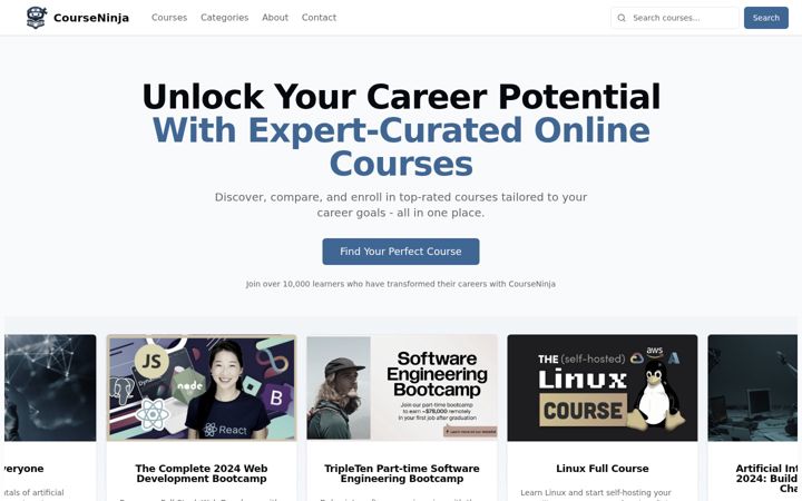 Screenshot of course-ninja.com
