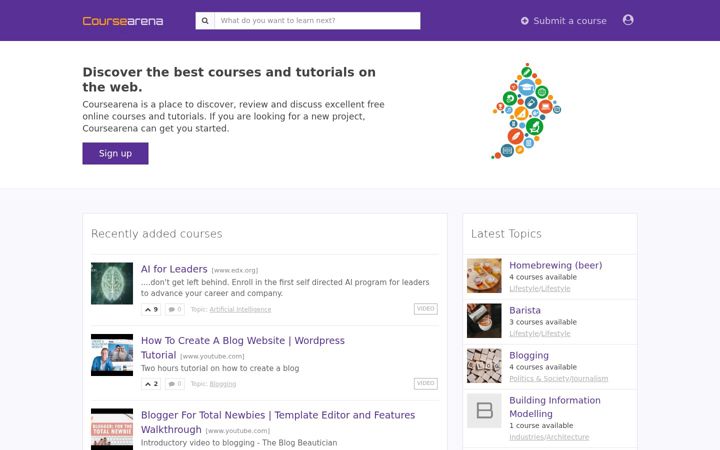 Screenshot of coursearena.io